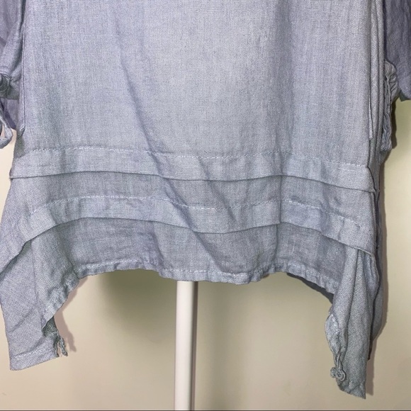Italian Linen Blue Lagenlook Oversized Tunic Blouse Top Size XS - Picture 5 of 9